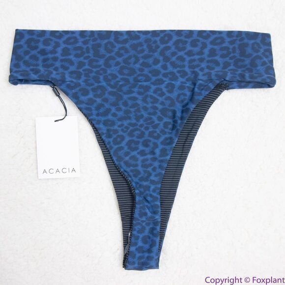 NEW Acacia Mateo bikini bottom‎ leopard animal print blue Amur, M - Picture 8 of 16